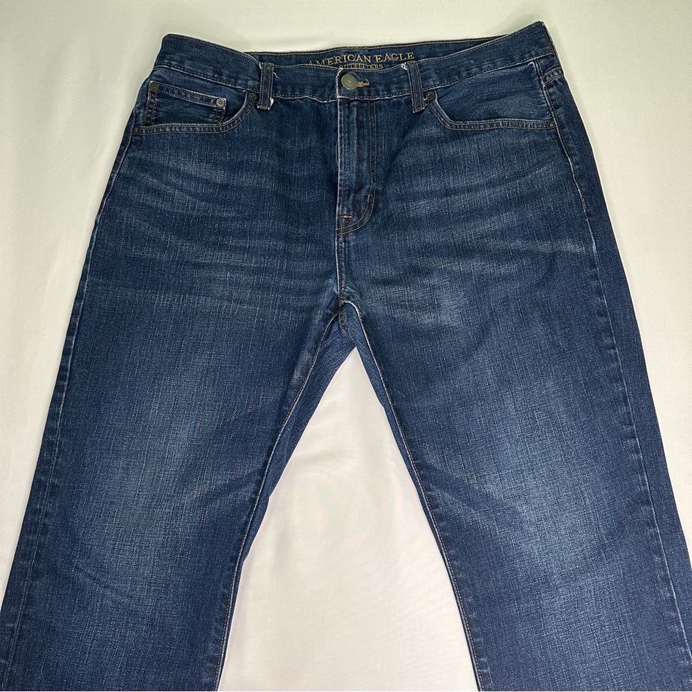 American Eagle Outfitters Men's Dark Blue Straight Jeans 36W X 32L - Picture 4 of 9